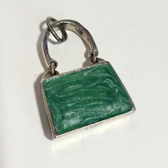 VINTAGE Green mini purse Bag Key charm Necklace - Picture 5 of 9